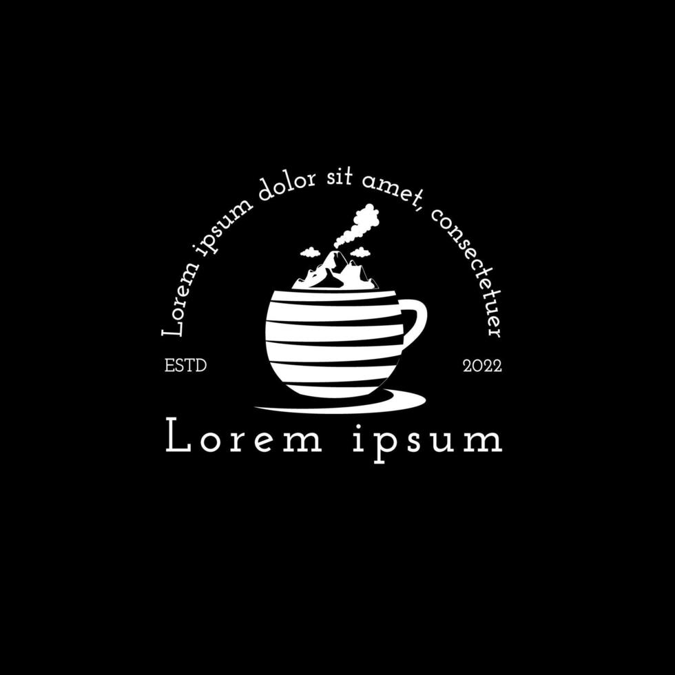 design de logotipo de modelo de café de montanha vetor