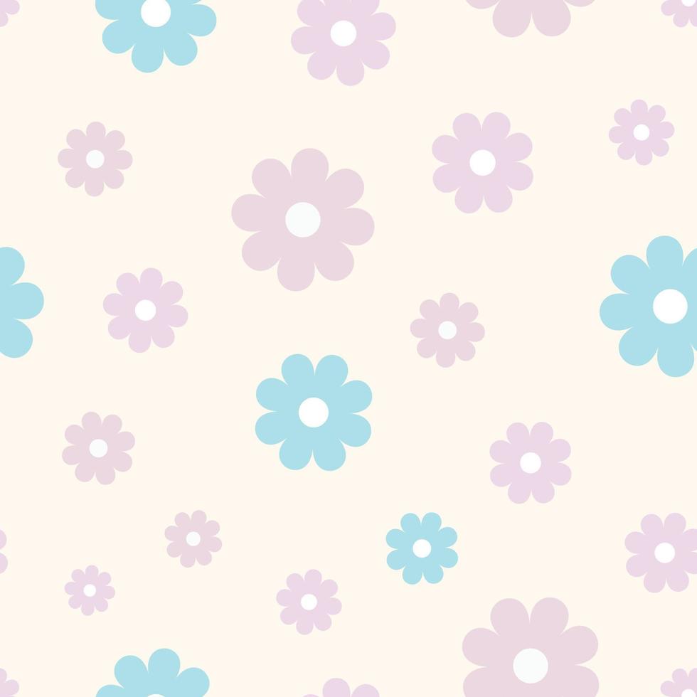 padrão de vetor floral. flor de fundo padrão de repetição sem emenda. flores pastel, azul e rosa.