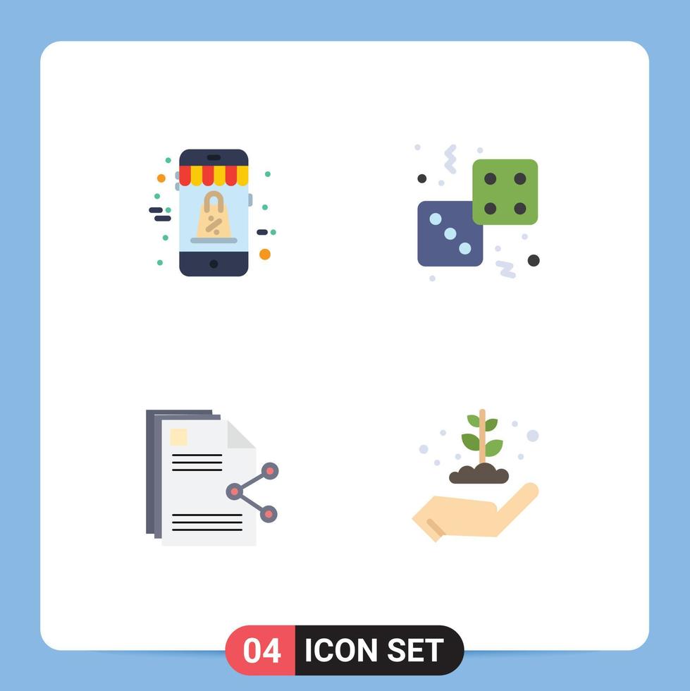 4 ícones criativos sinais modernos e símbolos de jogo de venda de conteúdo de compras compartilhando elementos de design de vetores editáveis