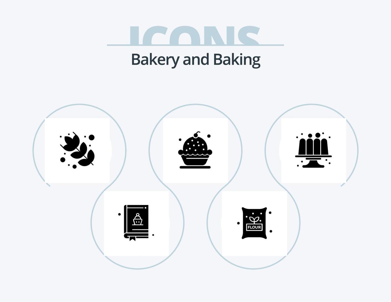 pacote de ícones de glifo de cozimento 5 design de ícones. bolo. cozido. Comida. torta. cremoso vetor