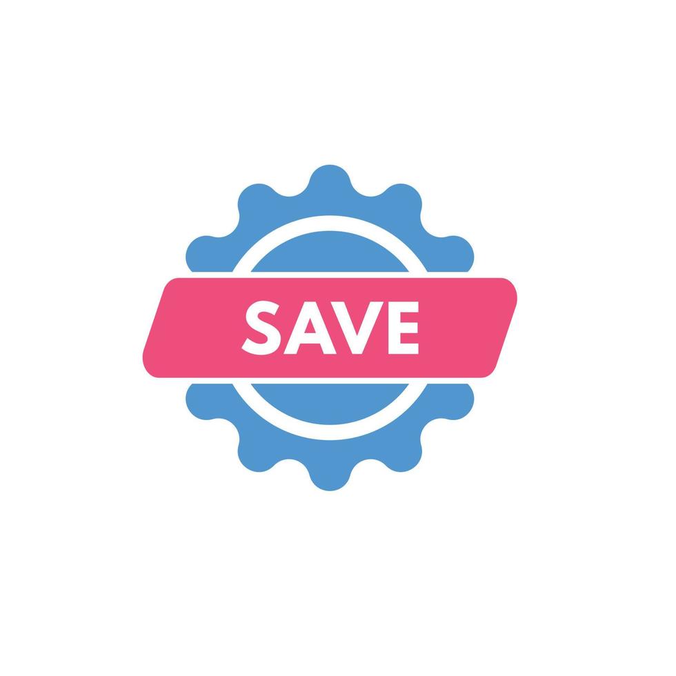 botão salvar texto. salvar botões de web de etiqueta de etiqueta de ícone de sinal vetor