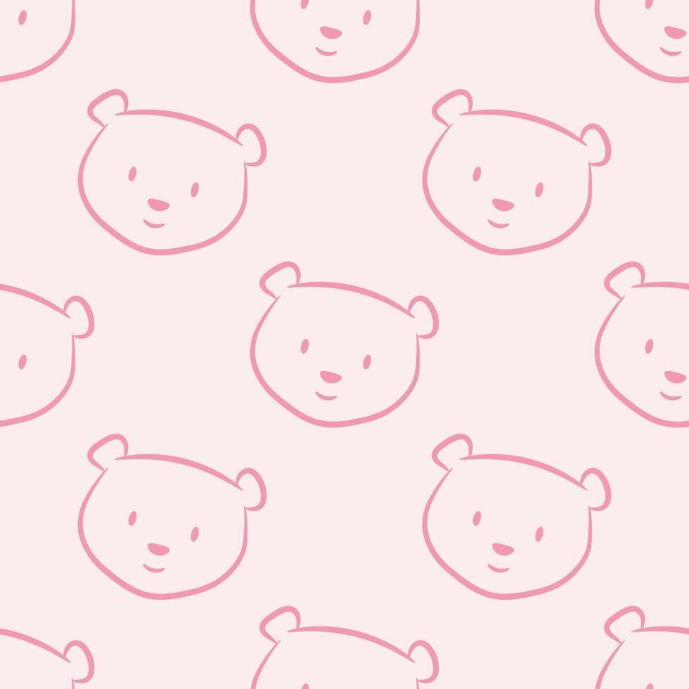 padrão de urso vetor rosa pastel bonito, fundo de repetição contínua