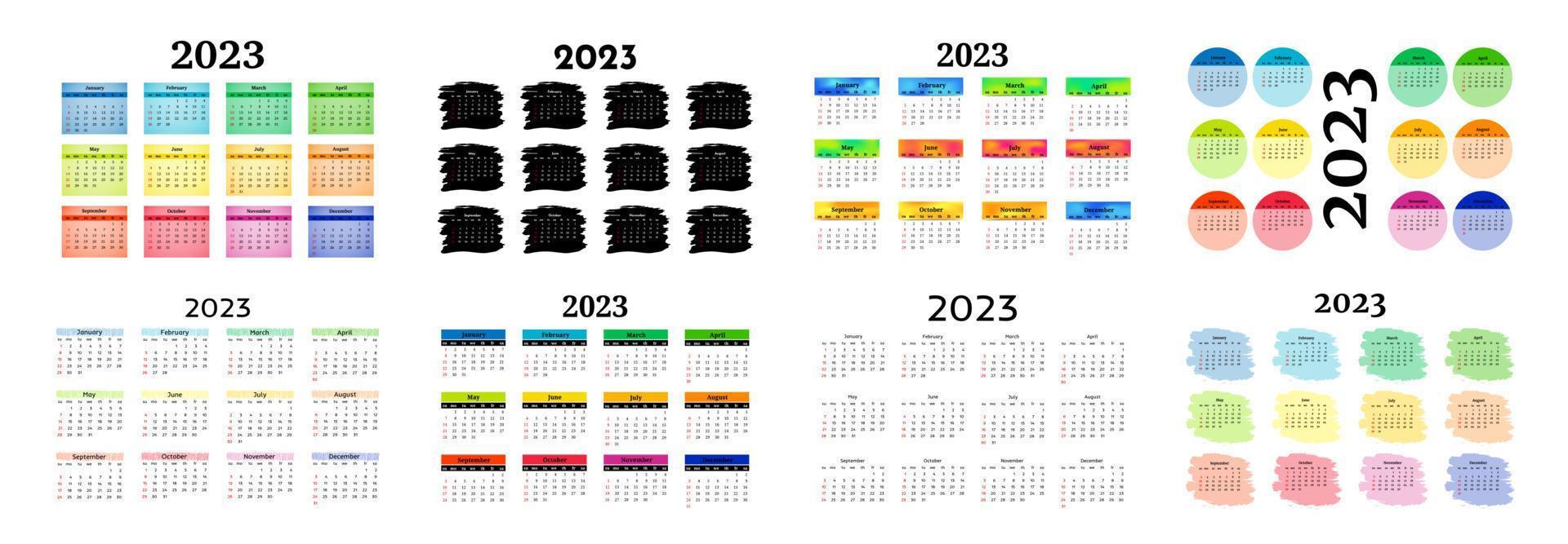 calendário para 2023 isolado em um fundo branco vetor