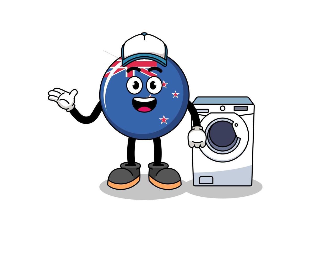 ilustração da bandeira da nova zelândia como um homem de lavanderia vetor