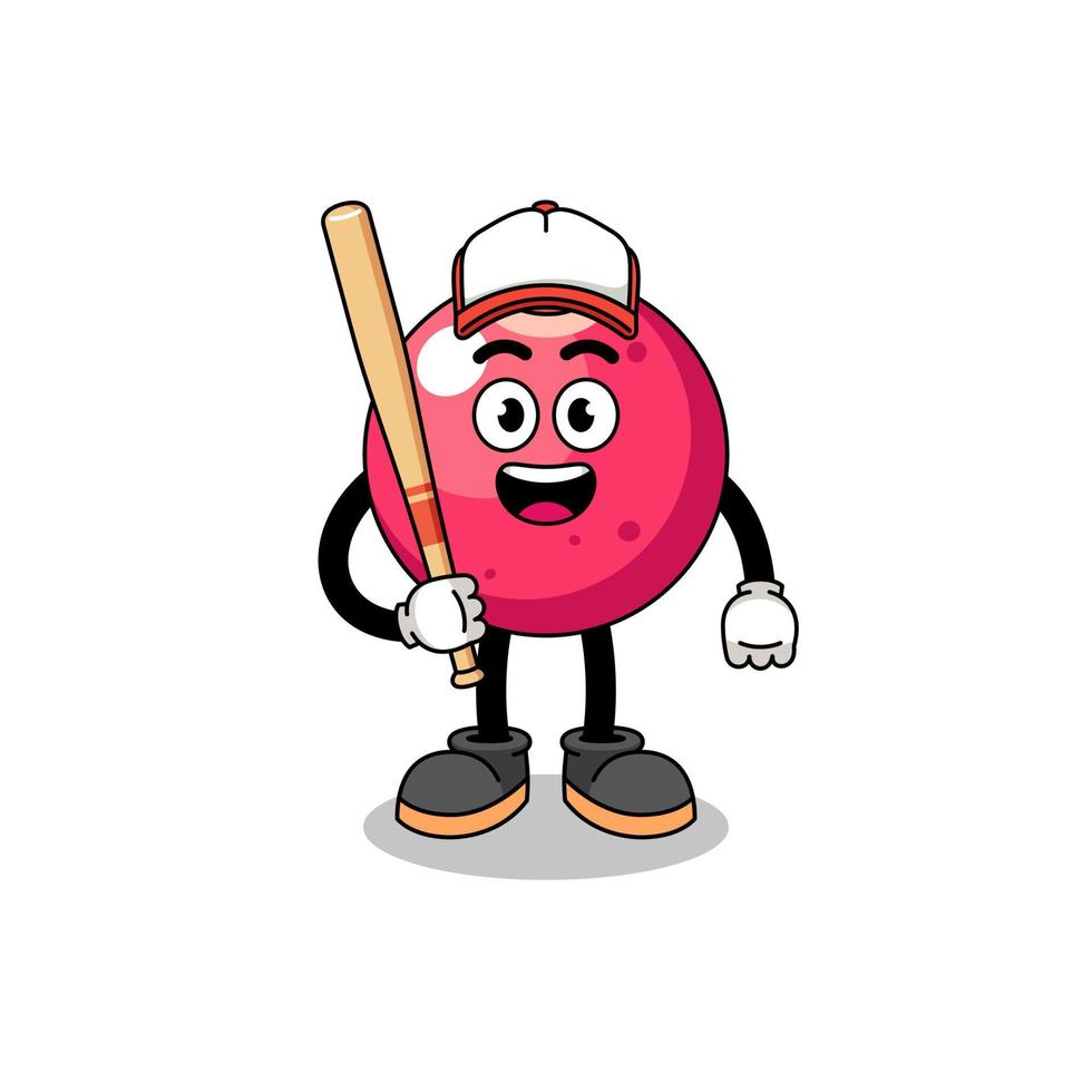 desenho de mascote de cranberry como jogador de beisebol vetor