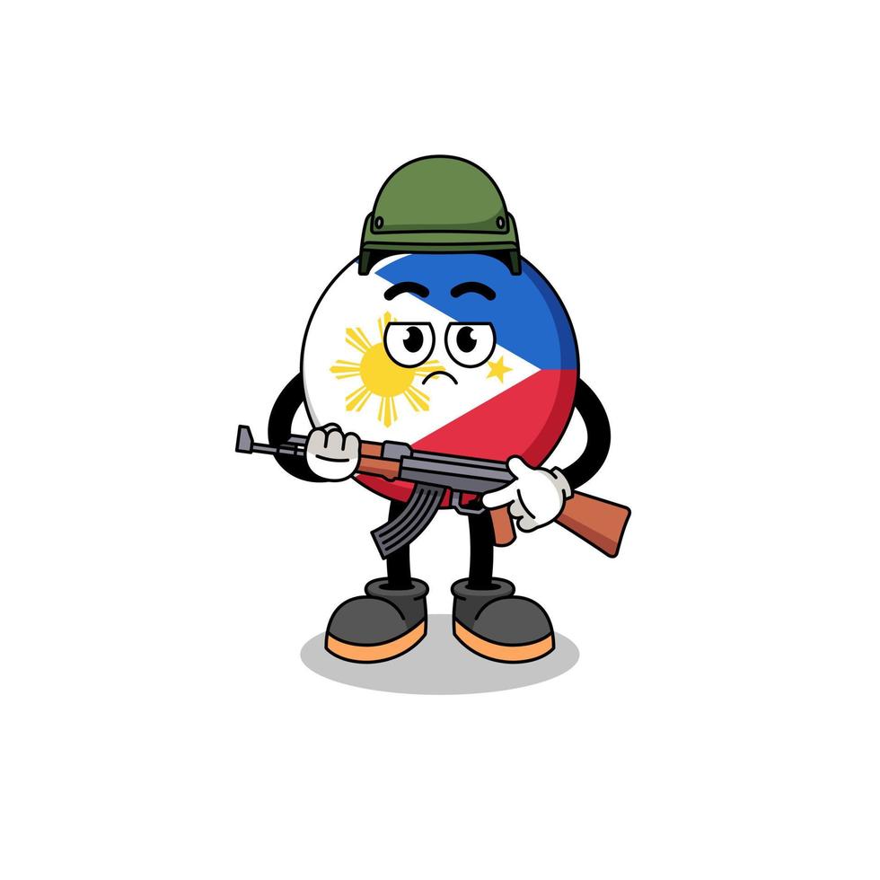 desenho animado do soldado da bandeira filipinas vetor