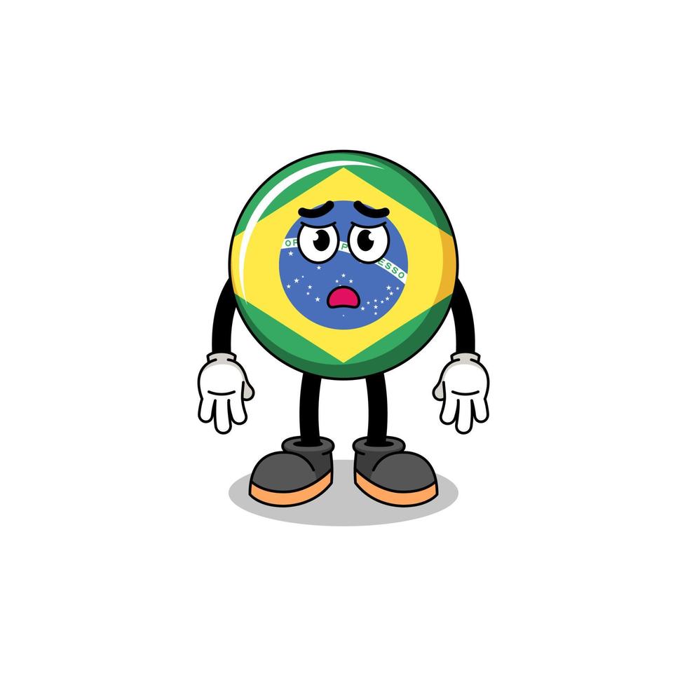 ilustração dos desenhos animados da bandeira do brasil com cara triste vetor