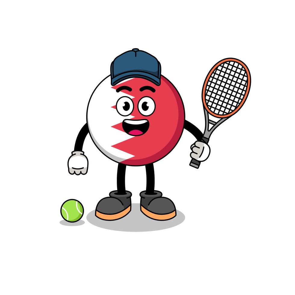 ilustração da bandeira do bahrein como jogador de tênis vetor