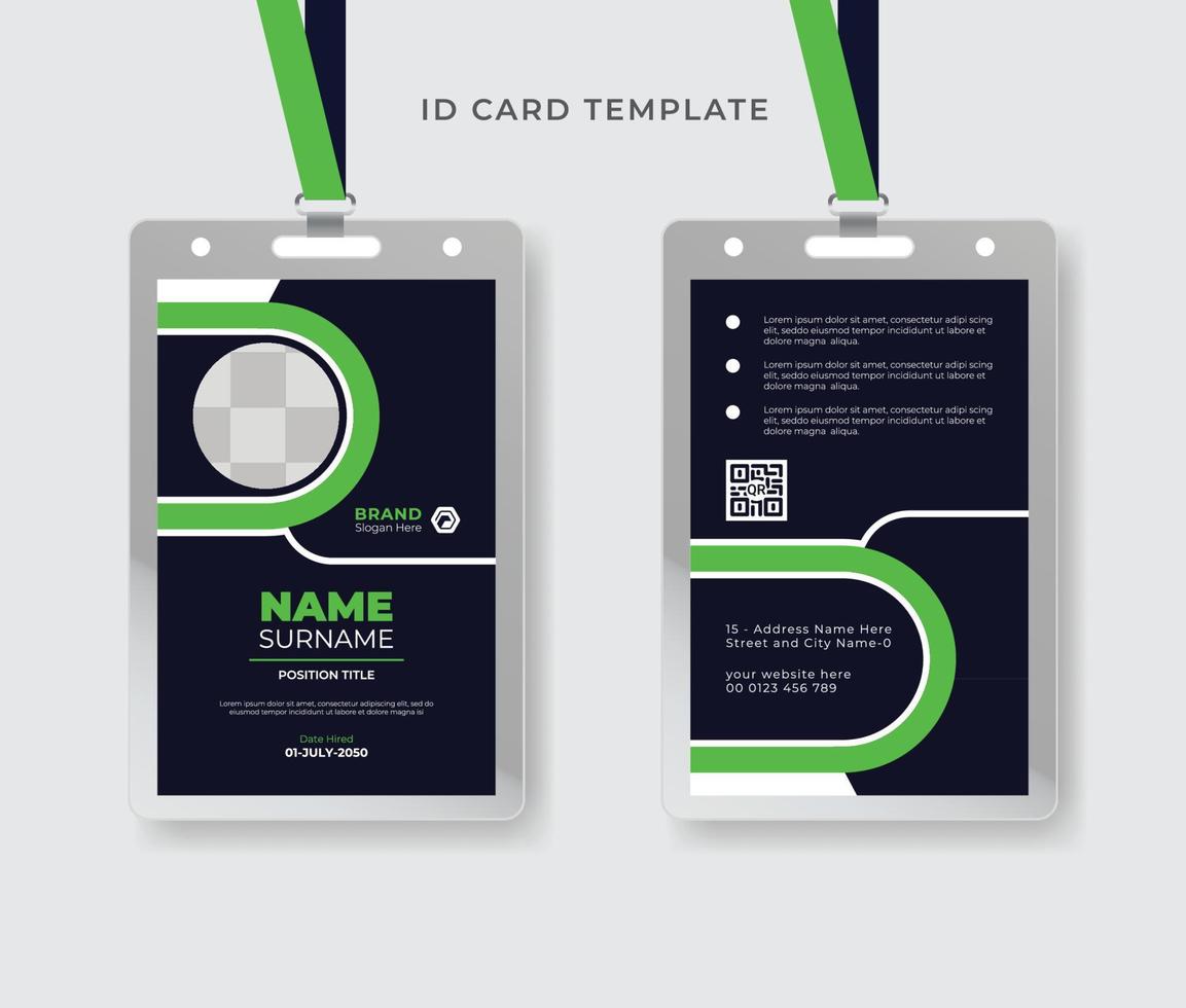 modelo de design de cartão de identificação de negócios design de cartão de identificação profissional corporativo limpo com maquete realista vetor