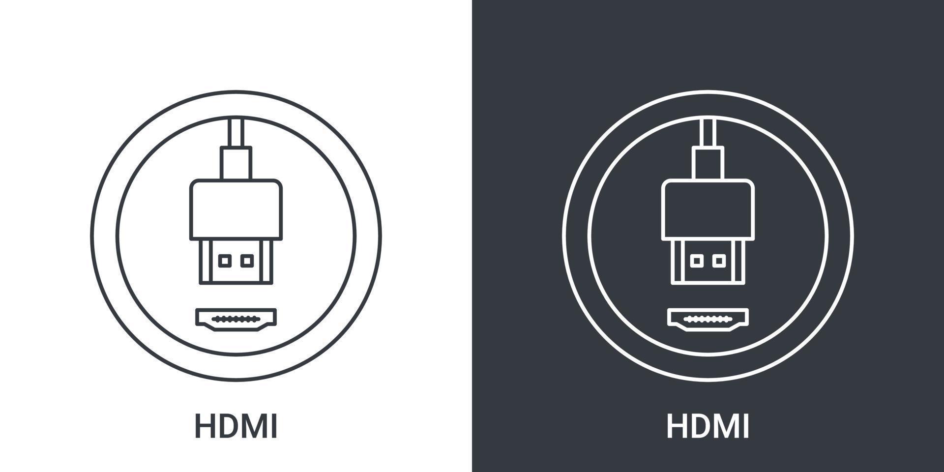 ícone da porta HDMI. sinais de conectores de computador. ícone de conectores. ilustração vetorial vetor