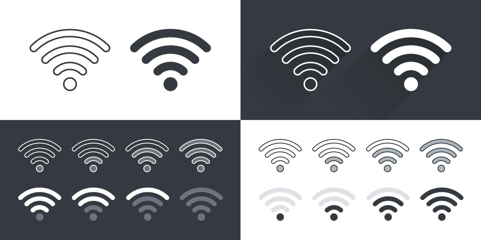 vetor ícones wi-fi. ícones de internet sem fio. conjunto de ícones wi-fi. ilustração vetorial