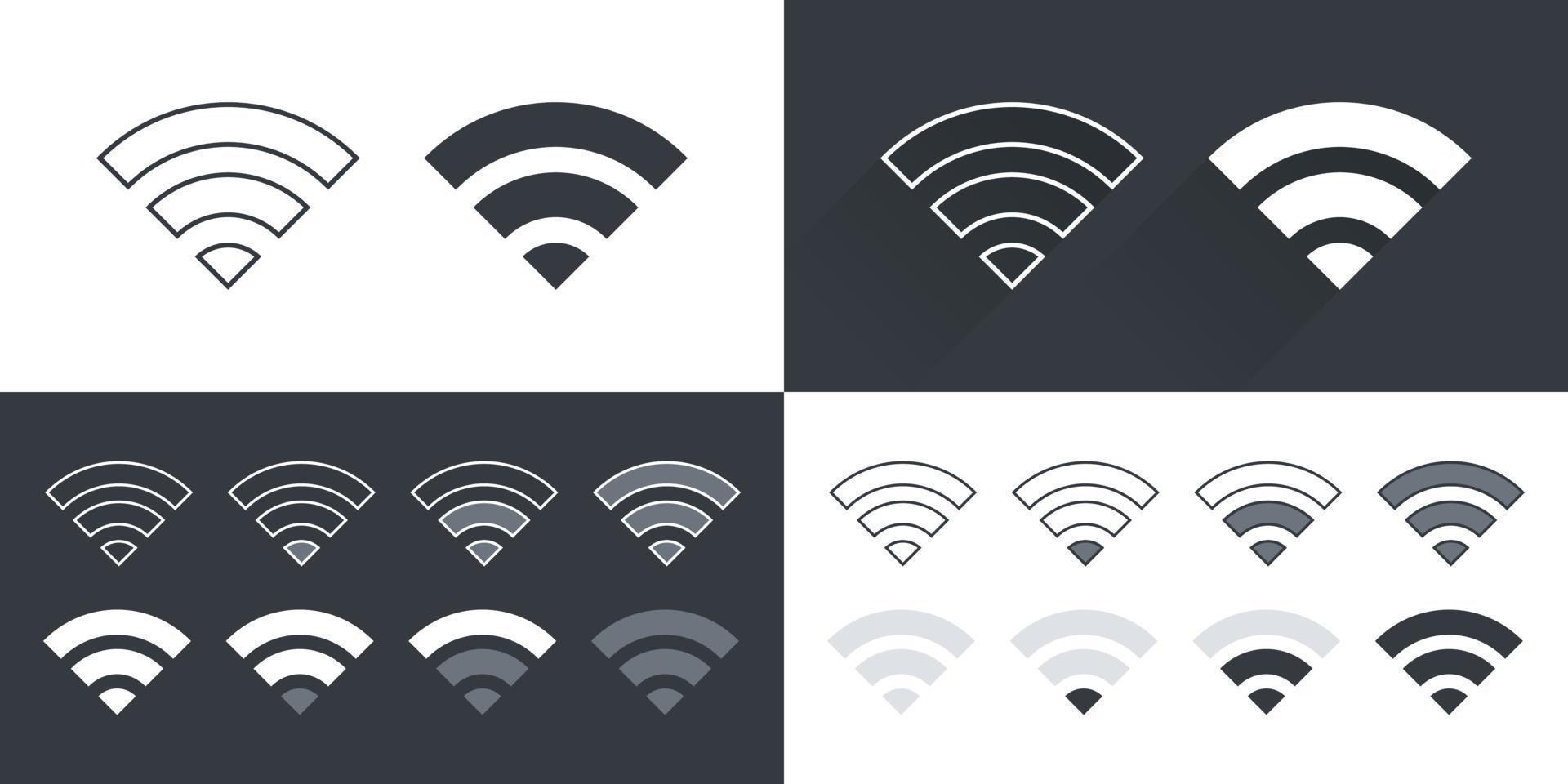 ícones de wi-fi. ícones de internet sem fio. um conjunto de ícones wi-fi. ilustração vetorial vetor