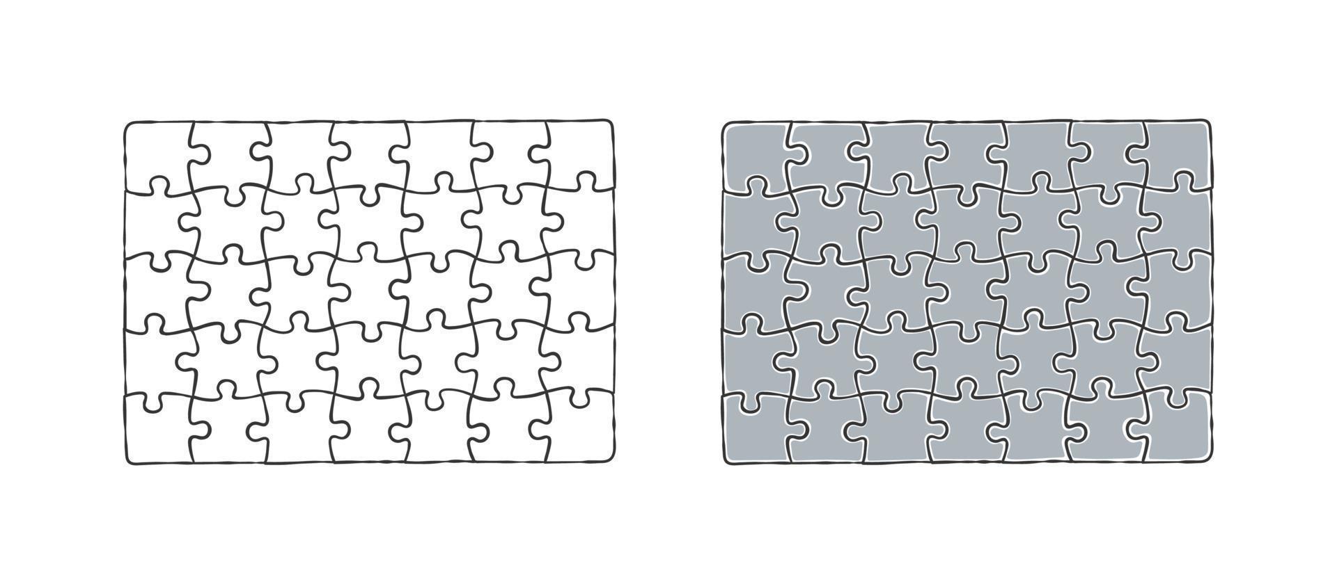 modelo de quebra-cabeça. um quebra-cabeça desenhado à mão. quebra-cabeça retangular. quebra-cabeça para animação. ilustração vetorial vetor