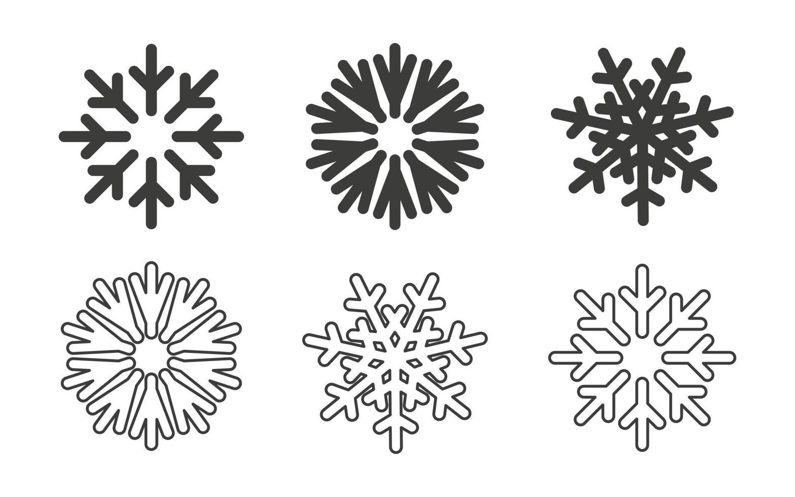 diferentes ícones de floco de neve. elementos de natal. flocos de neve de estilo plano moderno. ilustração vetorial vetor