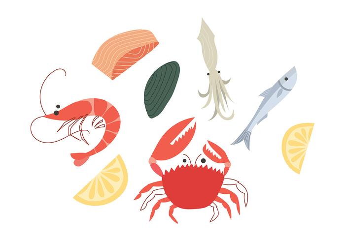 Vector de desenhos animados de frutos do mar grátis