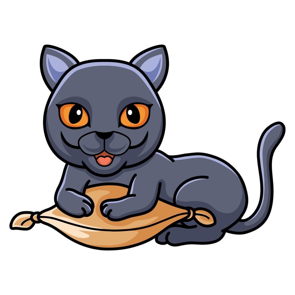 bonito desenho animado de gato shorthair britânico no travesseiro vetor