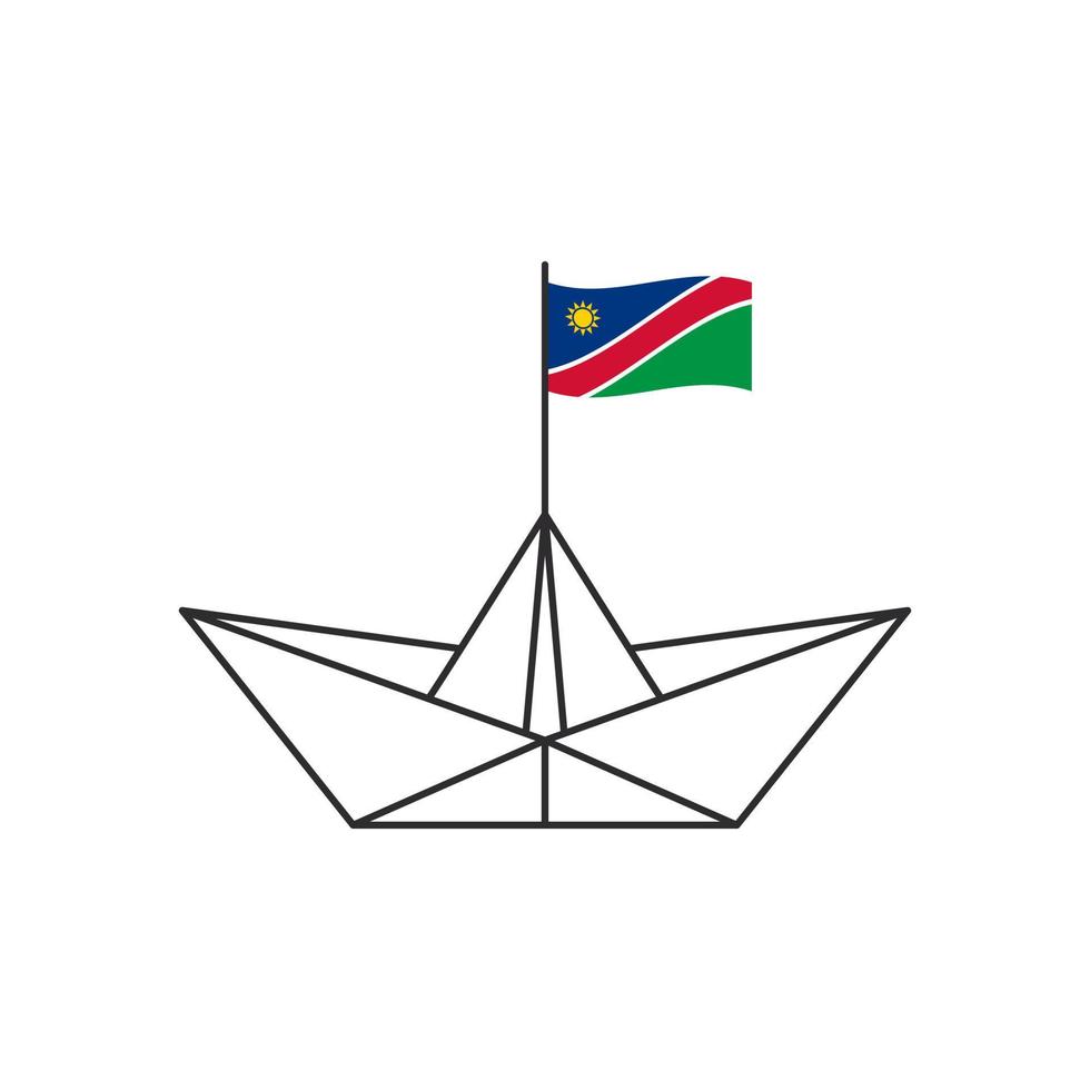 ícone do barco de papel. um barco com a bandeira da namíbia. ilustração vetorial vetor
