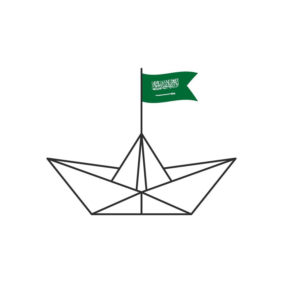 barco de papel. um barco com a bandeira da Arábia Saudita. ilustração vetorial vetor