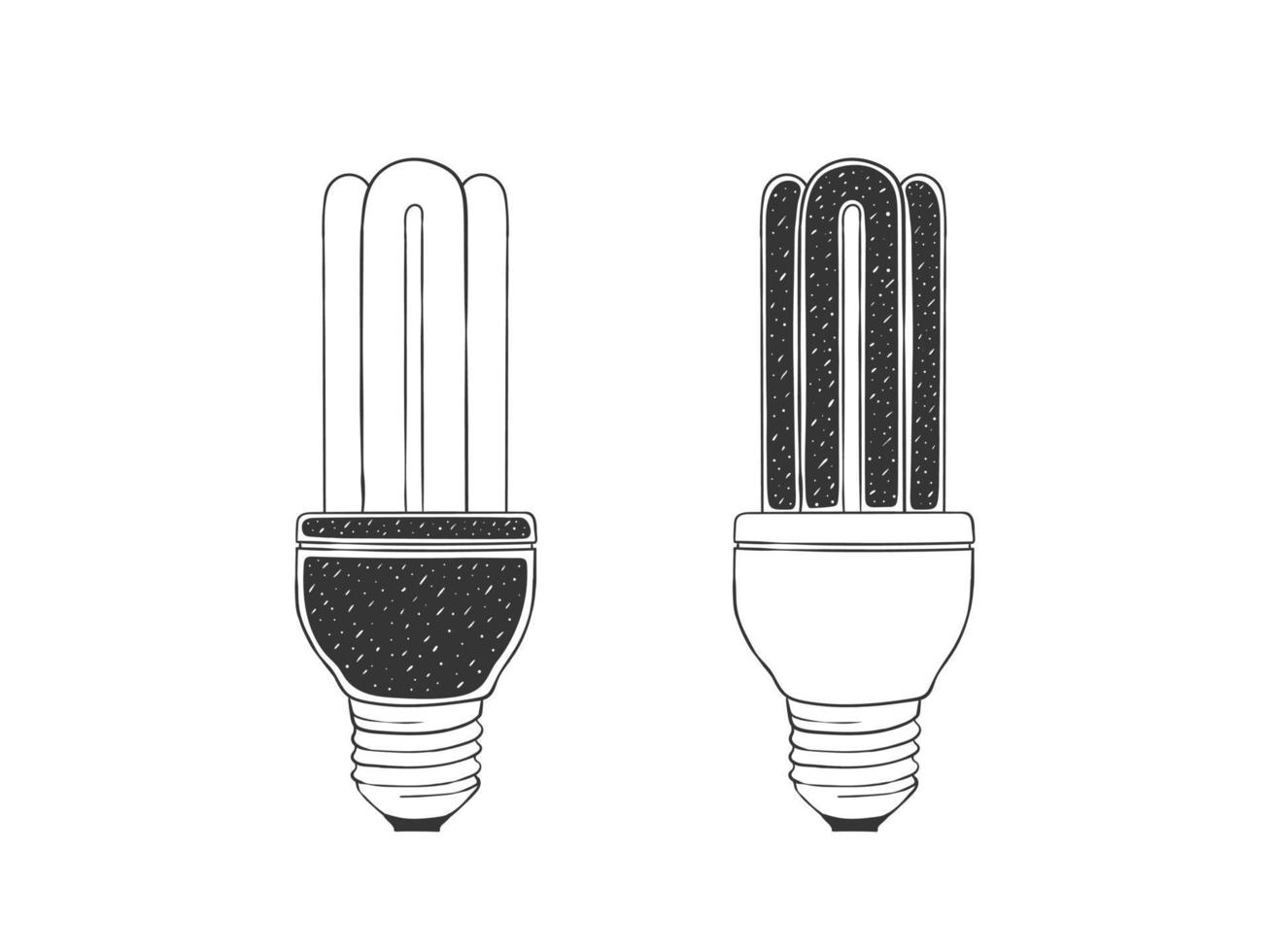 ícones desenhados à mão de lâmpadas. esboço de duas lâmpadas. ilustração vetorial vetor