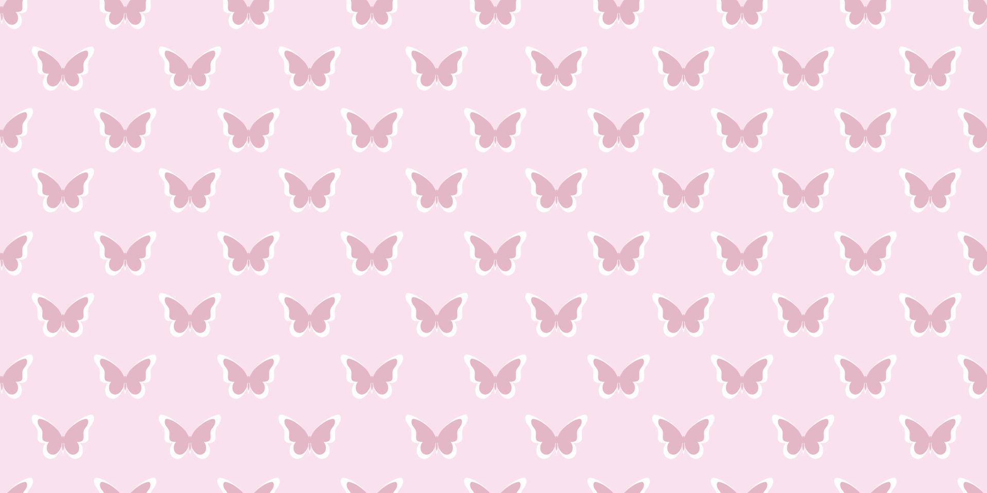 silhueta de borboleta rosa pastel sem costura de fundo vetor