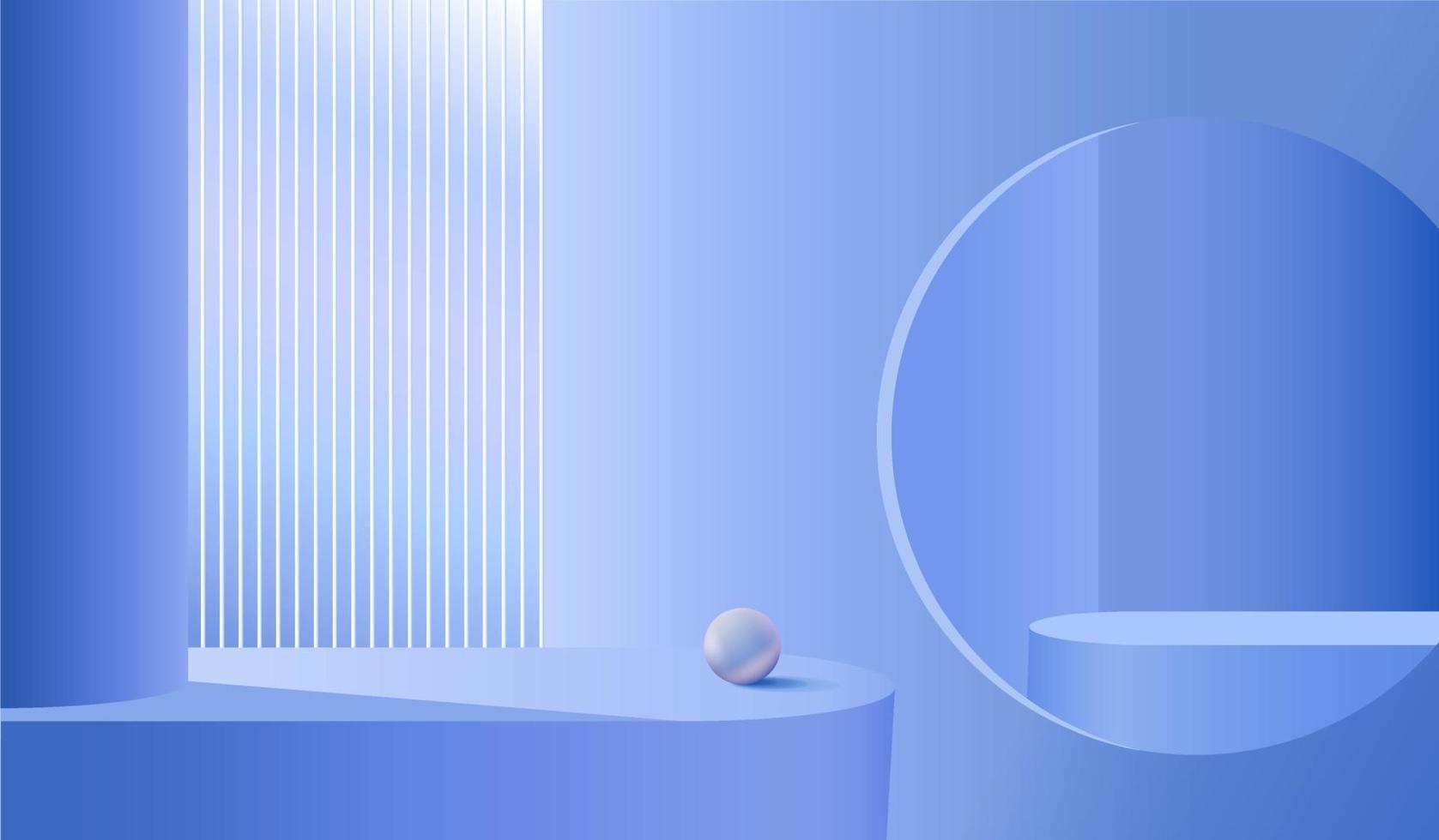 fundo azul abstrato com iluminação suave com um pódio para exposição do produto. renderização 3D. vetor