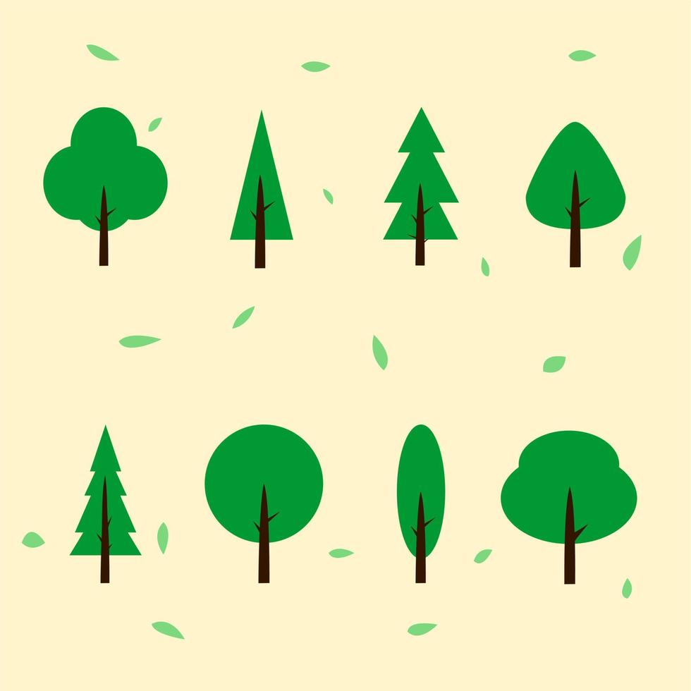 arte vetorial de conjunto de árvores simples vetor