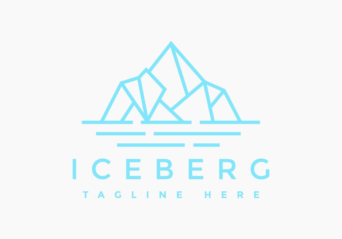 montanha de gelo flutuante ou design de logotipo de iceberg com estilo de arte de linha simples vetor