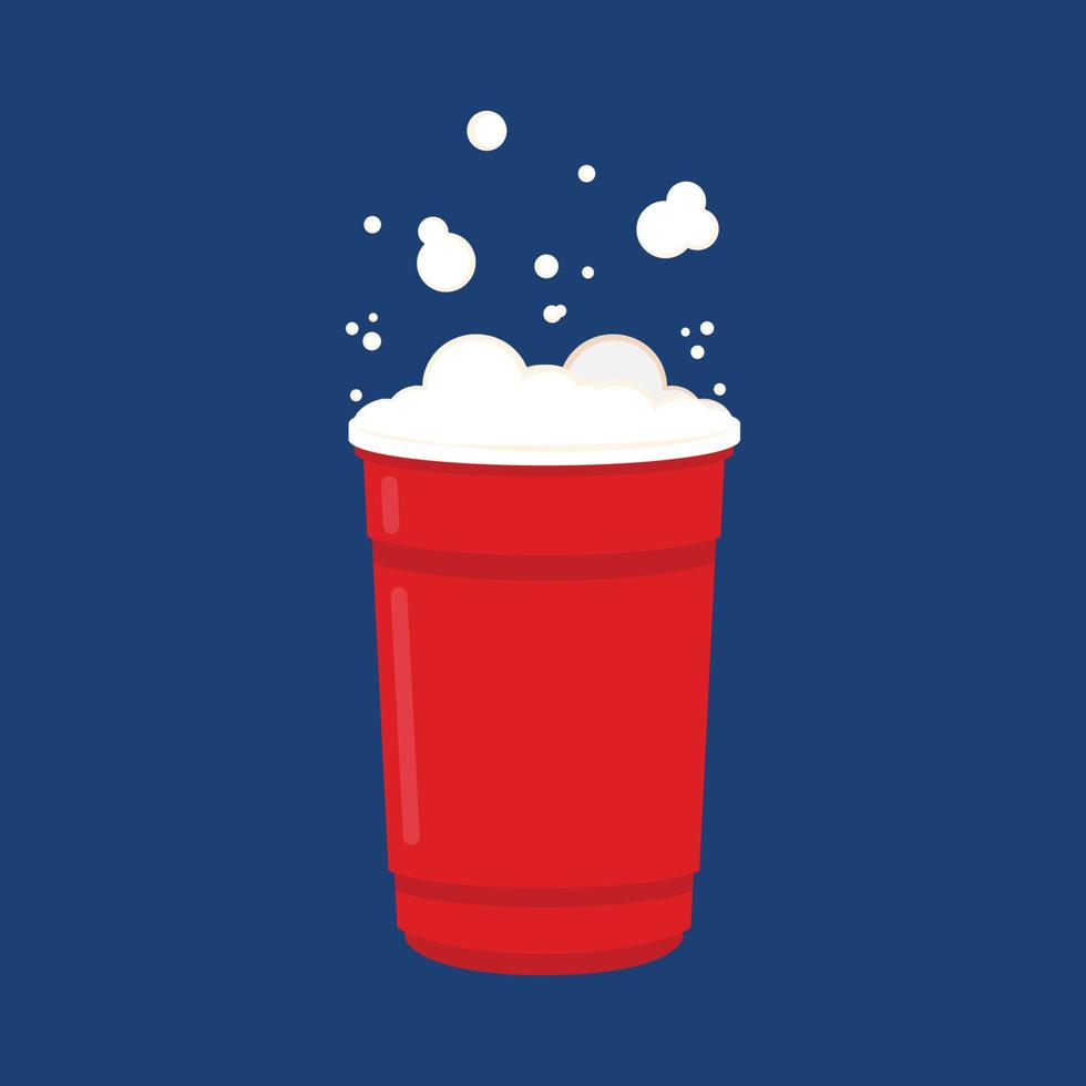 vetor de copos de plástico. copos de plástico pong de cerveja vermelha com bola. ilustração em vetor jogo bebendo tradicional.