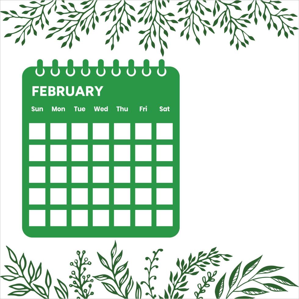 calendário do mês de fevereiro vetor