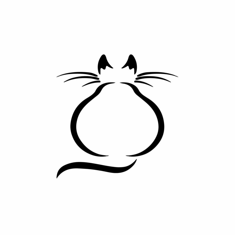 logotipo do símbolo do gato. desenho de tatuagem tribal de decalque. ilustração vetorial de estêncil vetor