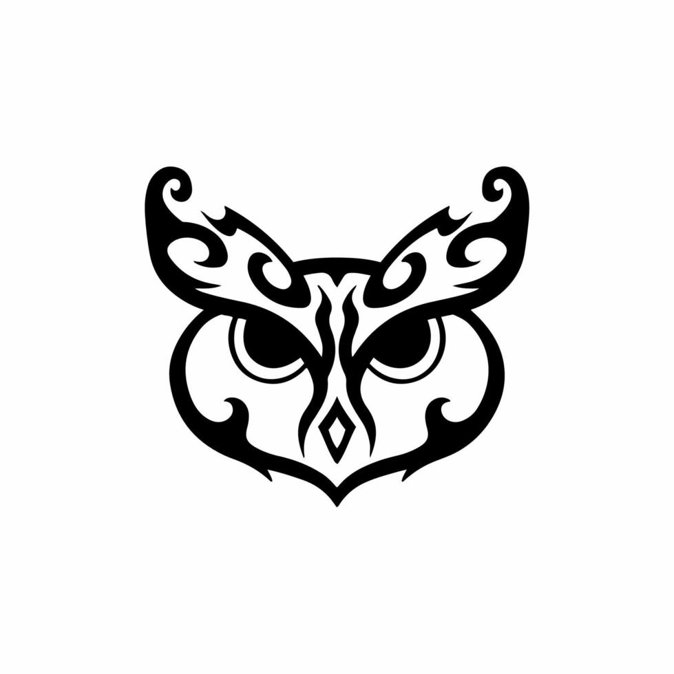 logotipo tribal da coruja. desenho de tatuagem. ilustração vetorial de estêncil vetor
