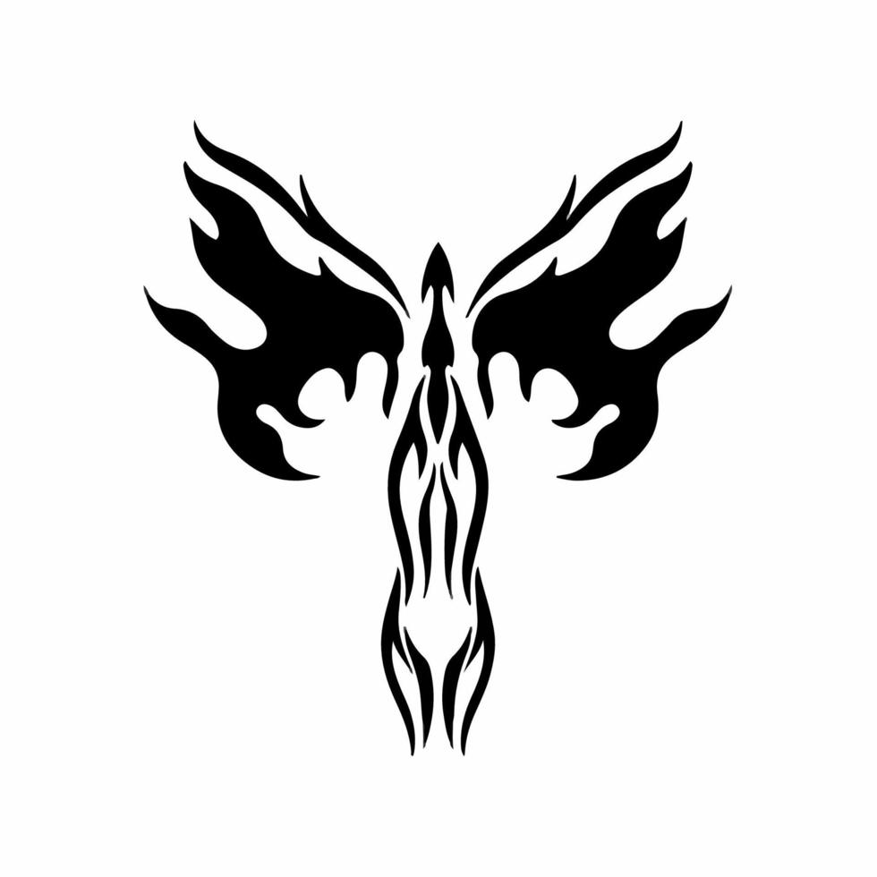 logotipo do pássaro fênix. desenho de tatuagem tribal. ilustração vetorial de estêncil vetor