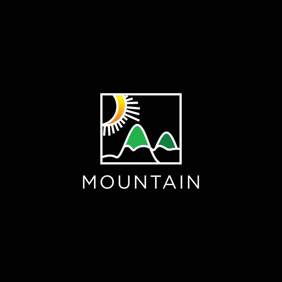 vetor plano de modelo de design de ícone de logotipo de montanha