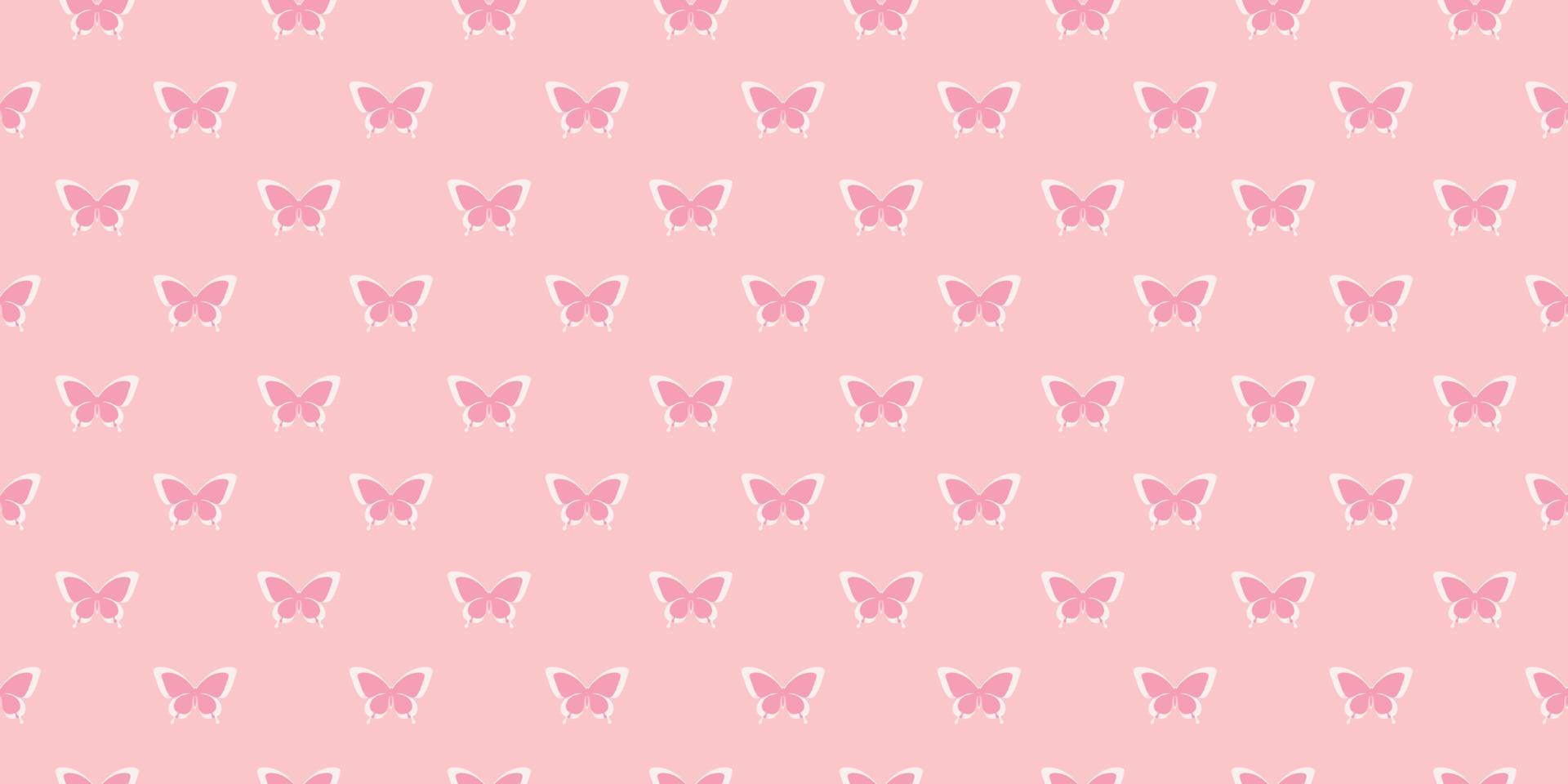 fundo de padrão de repetição perfeita de borboleta rosa vetor