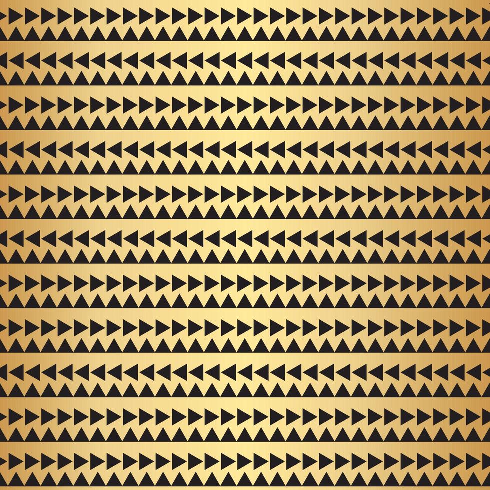 triângulo geométrico ouro sem costura padrão de fundo de repetição, ouro e papel de parede preto. vetor
