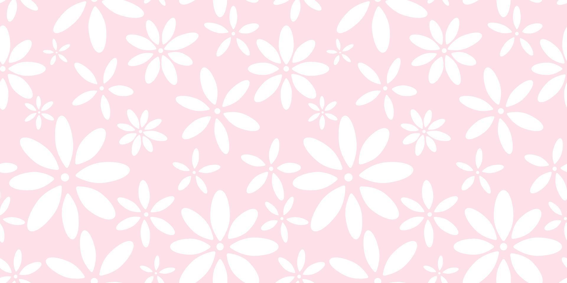 fundo de vetor de padrão de repetição sem costura floral rosa e branco