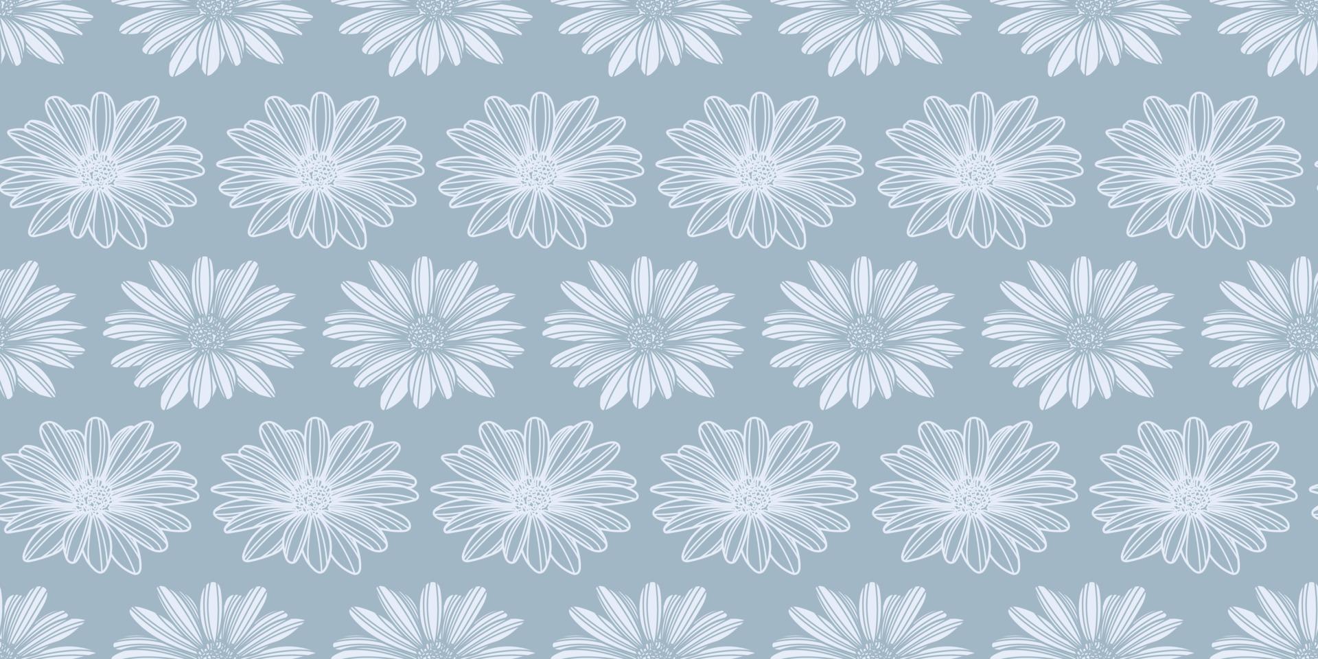 margarida flor vetor padrão de fundo. papel de parede cinza azul.