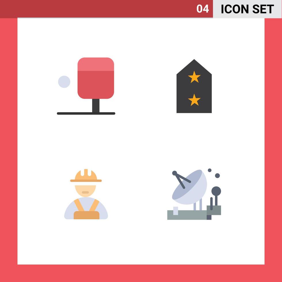 4 conceito de ícone plano para sites móveis e aplicativos ping pong antena badge builder parabólico elementos de design de vetores editáveis