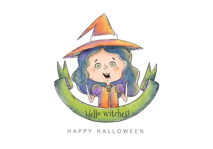 Cute Little Halloween Witch Vector