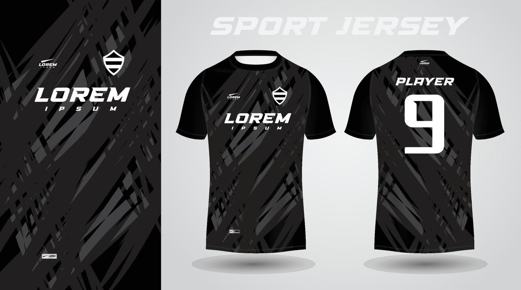 design de camisa esportiva de camiseta preta vetor