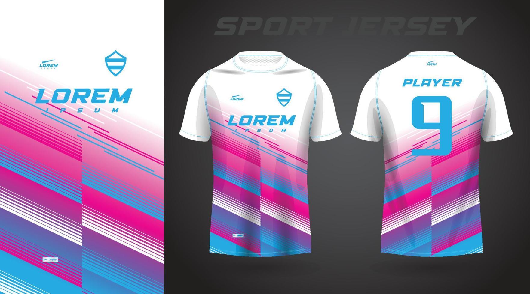 design de camisa esportiva rosa azul vetor