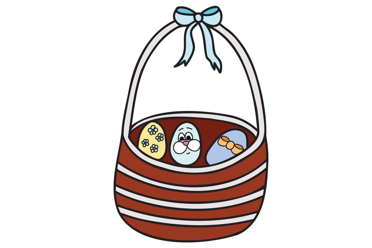 retratados são ovos com rostos em uma cesta, trocadilhos natal, ano novo, cartões, impressão em tecido, livros, etc. vetor