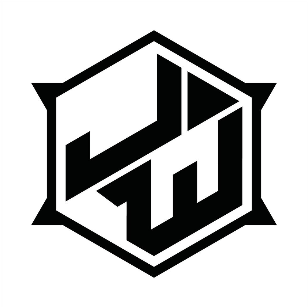 modelo de design de monograma de logotipo jw vetor