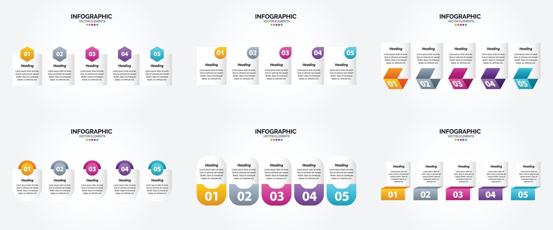 conjunto de design plano de infográficos de ilustração vetorial para folheto publicitário e revista vetor