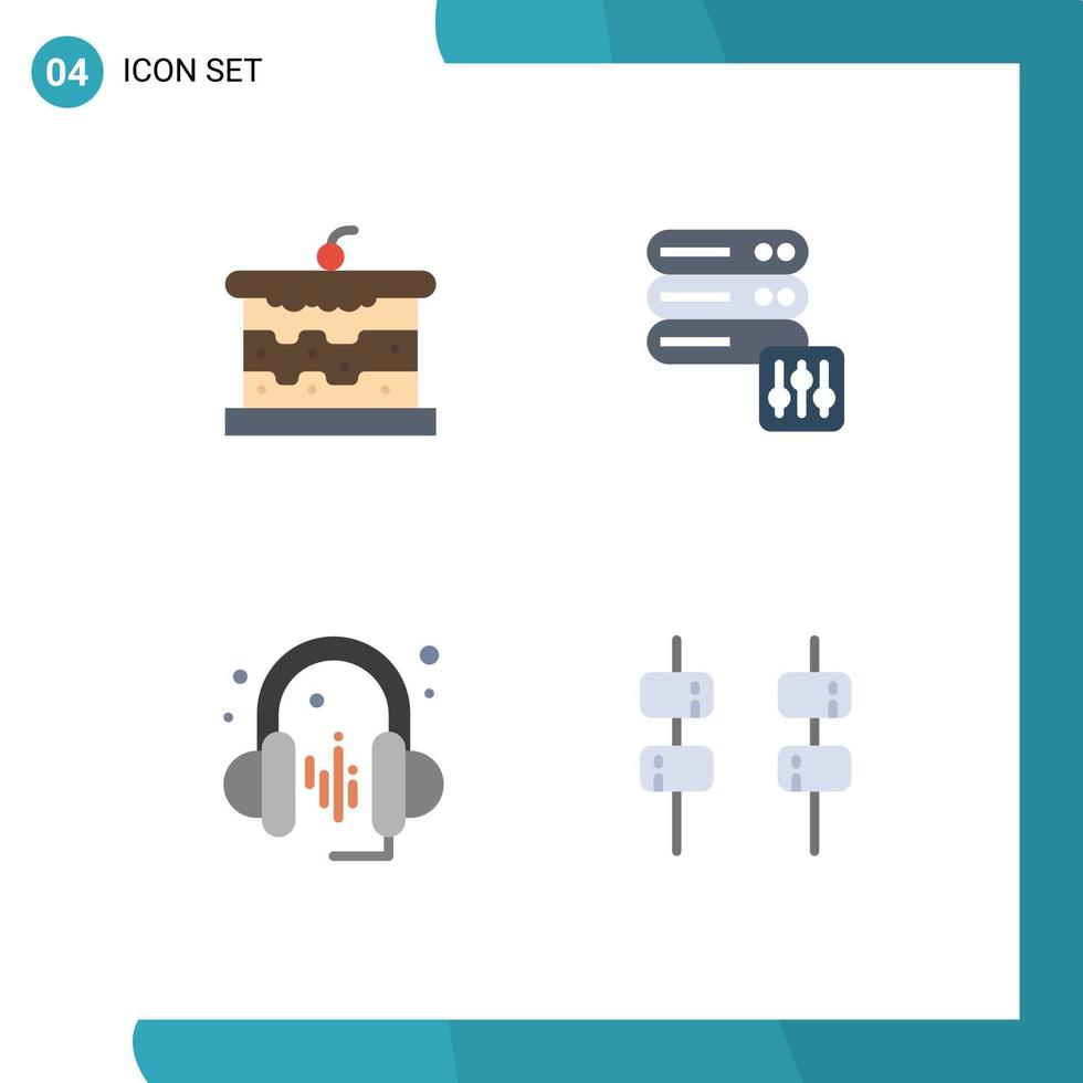 pacote de ícones vetoriais de estoque de 4 sinais e símbolos de linha para servidor de comida de som de padaria marshmallow elementos de design vetorial editáveis vetor