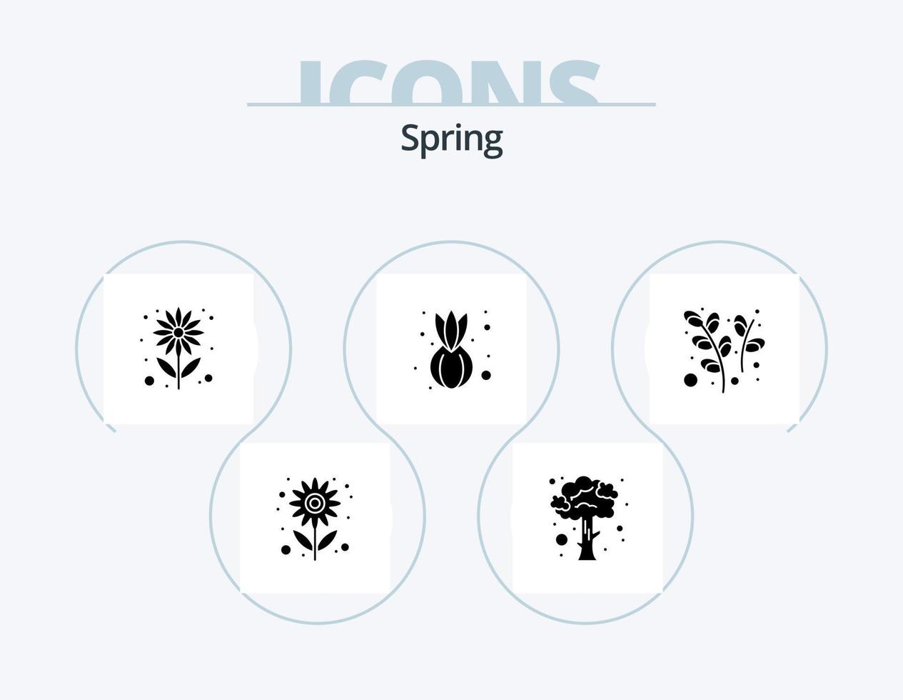 pacote de ícones de glifo de primavera 5 design de ícones. plantar. amentilhos. flor. vegetal. Comida vetor