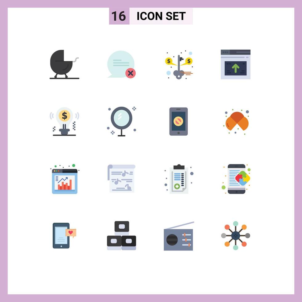 conjunto de pictogramas de 16 cores planas simples da chave do site da ideia web internet pacote editável de elementos de design de vetores criativos