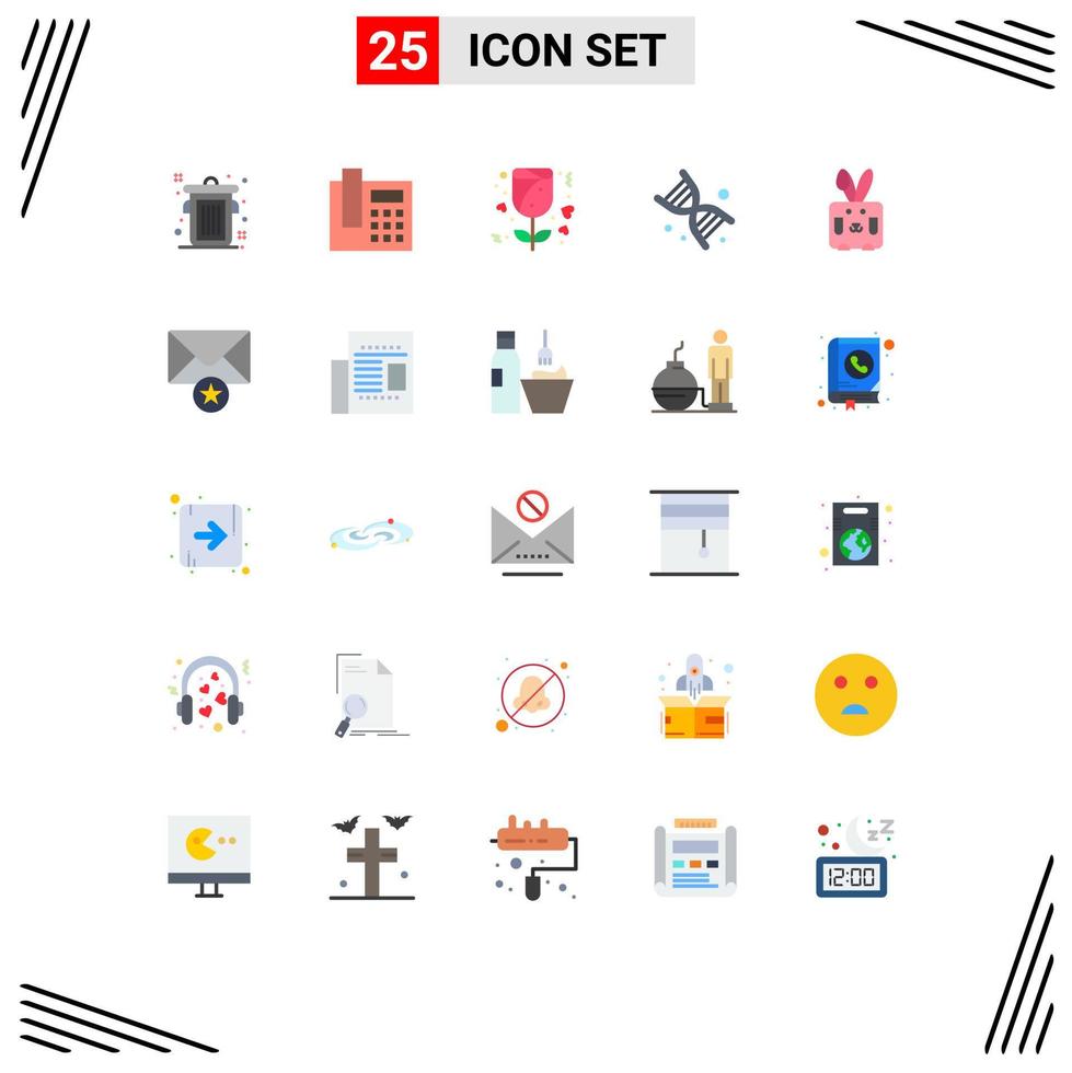 conjunto de 25 sinais de símbolos de ícones de interface do usuário modernos para coelho de correio rosa tecnologia de páscoa elementos de design de vetores editáveis