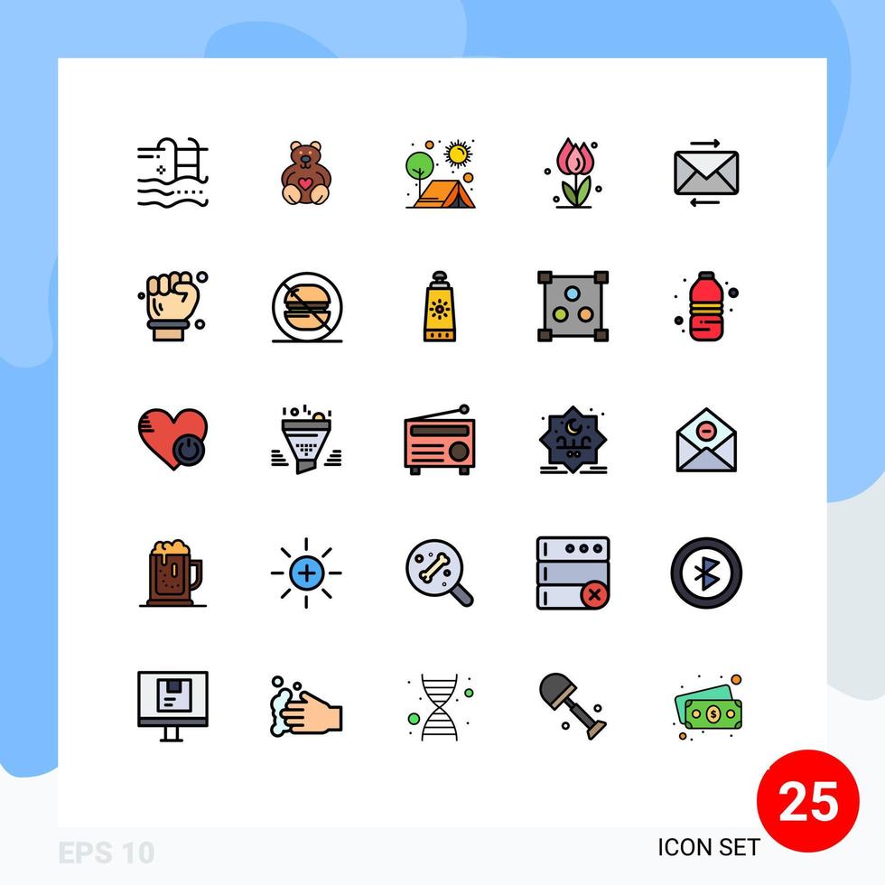 pacote de ícones vetoriais de estoque de 25 sinais e símbolos de linha para elementos de design de vetores editáveis de natureza floral ao ar livre