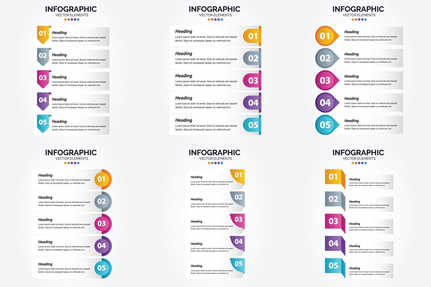 conjunto de design plano de infográficos de ilustração vetorial para folheto publicitário e revista vetor